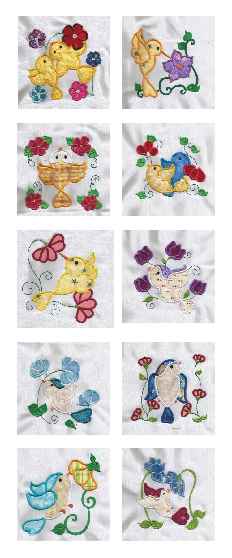 Applique Birds Embroidery Machine Design Details