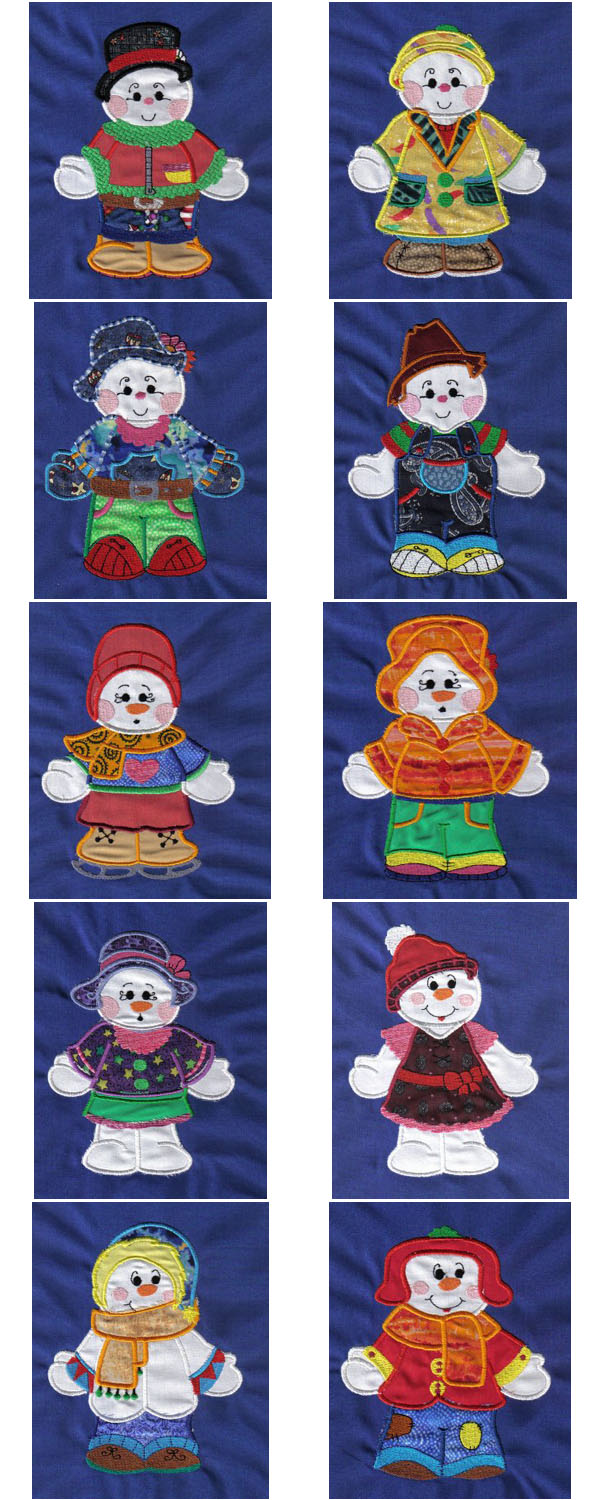 Applique Dress Up Snowman Embroidery Machine Design Details