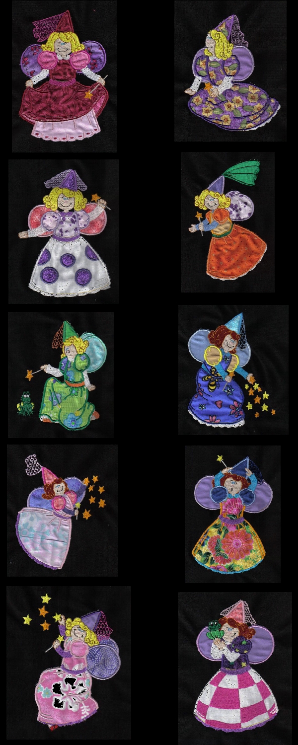 Applique Fairies Embroidery Machine Design Details