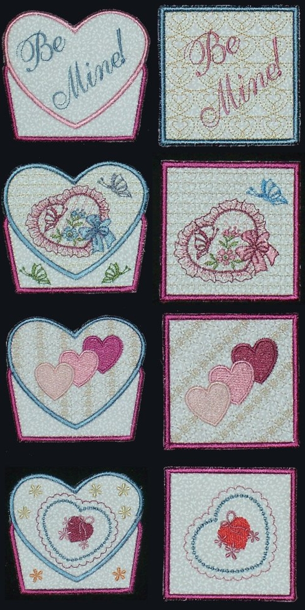 Applique Heart Baskets Embroidery Machine Design Details