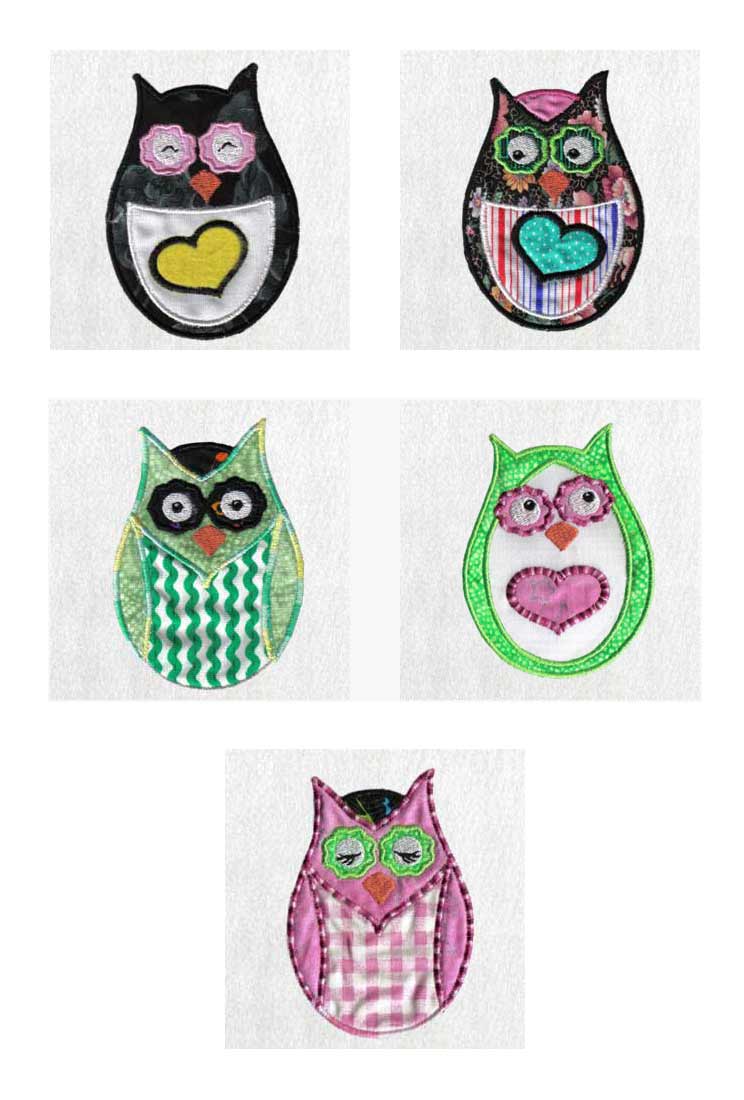 Applique Hoot Owls Embroidery Machine Design Details