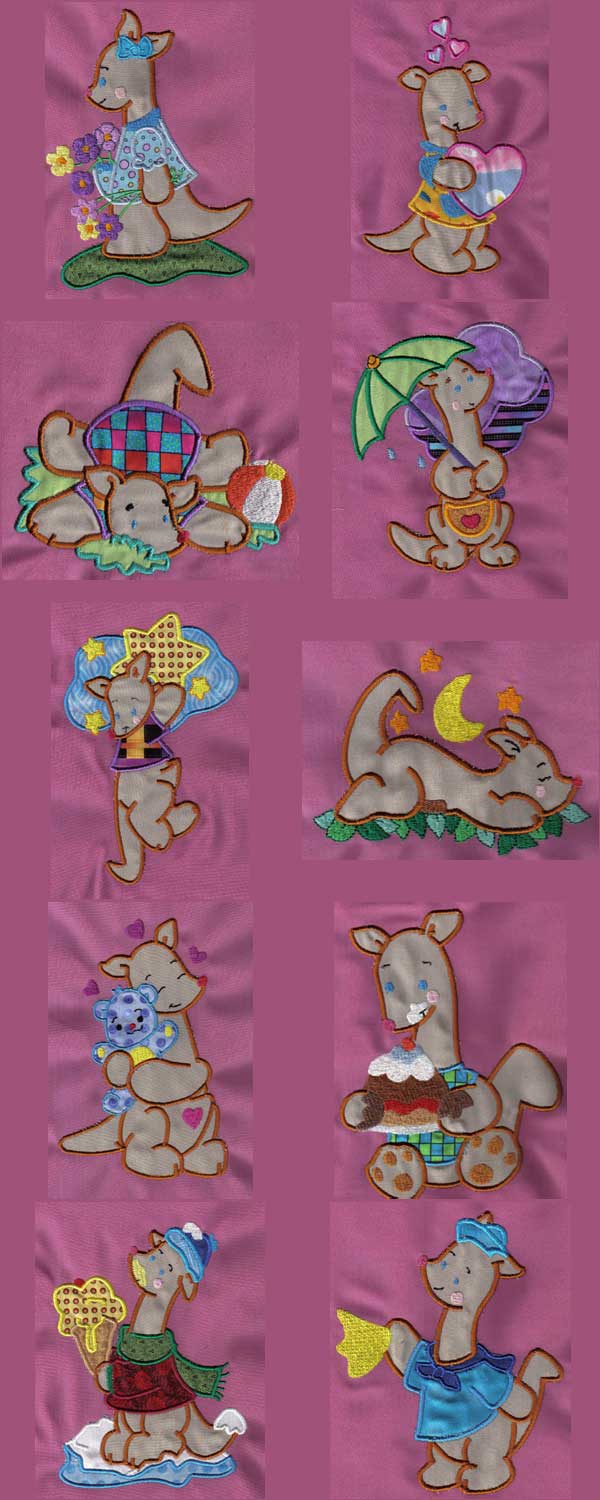 Applique Kangaroo Embroidery Machine Design Details