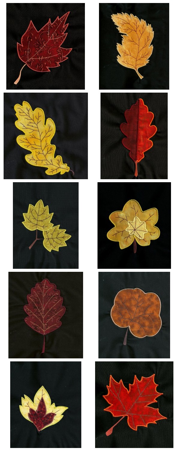 Applique Leaves Embroidery Machine Design Details