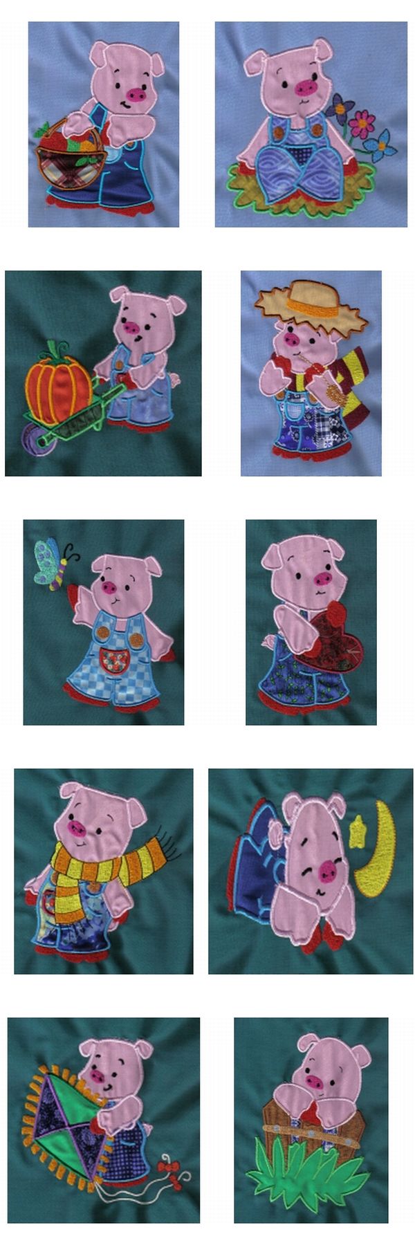 Applique Pigs Embroidery Machine Design Details