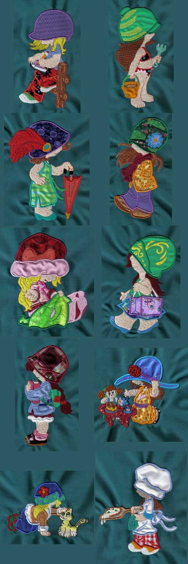 Applique Sunbonnets Embroidery Machine Design Details