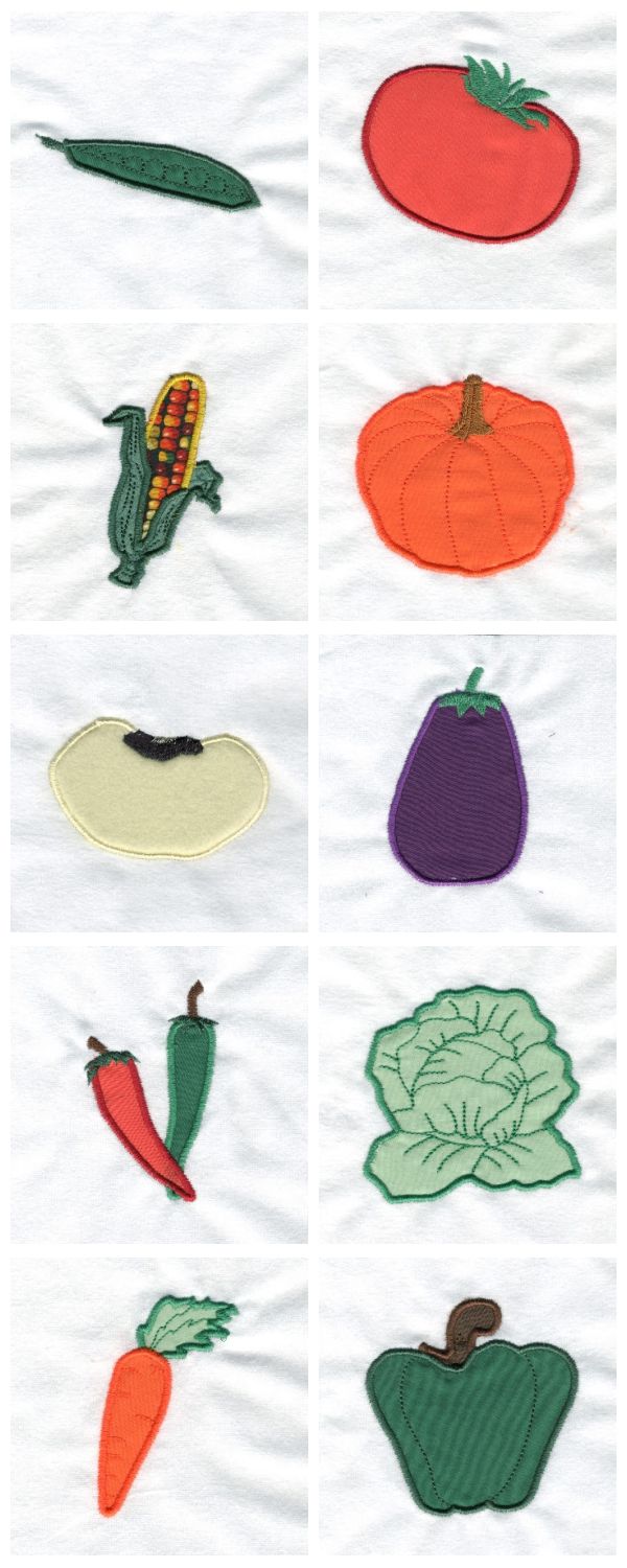 Applique Veggies Embroidery Machine Design Details