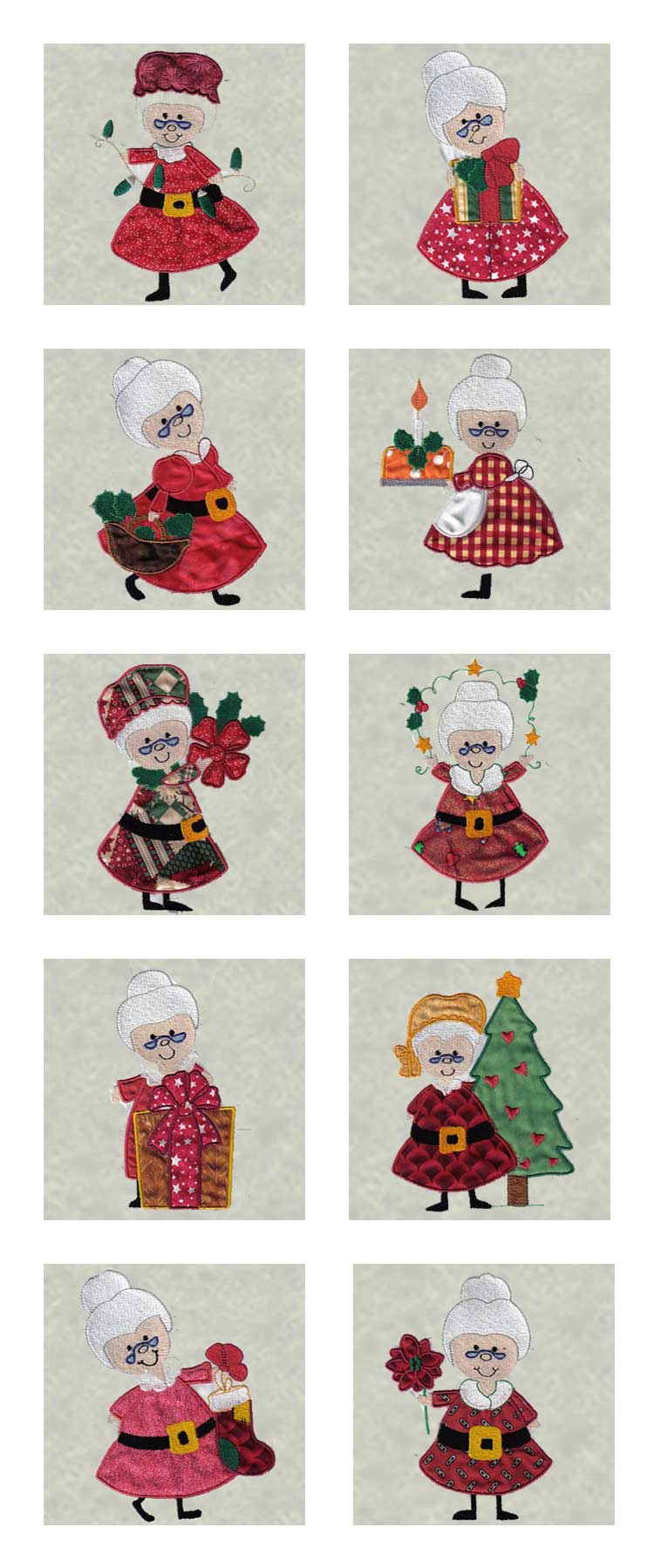 Applique Mrs Santa Embroidery Machine Design Details