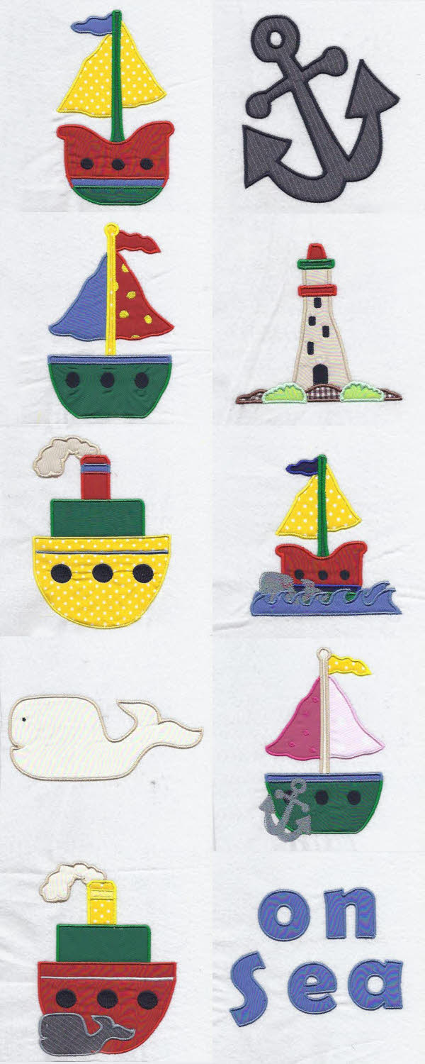 Applique Out to Sea Embroidery Machine Design Details
