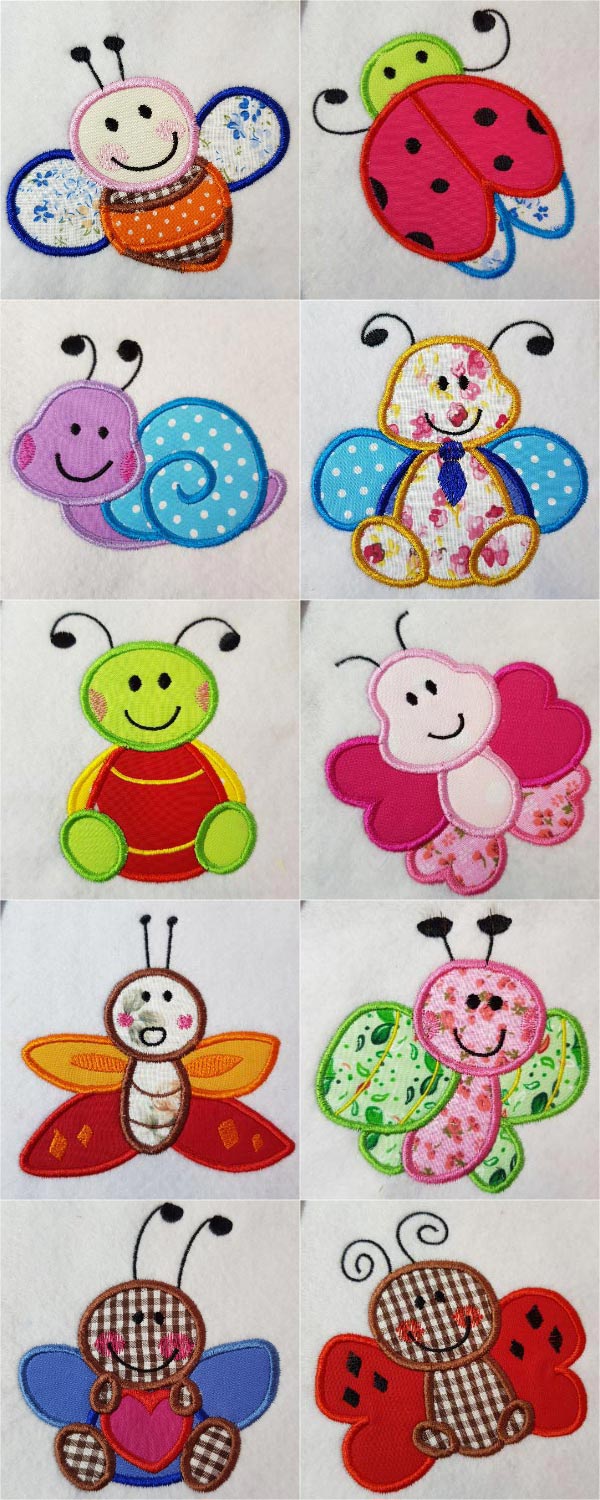 Applique Quilting Bugs Embroidery Machine Design Details