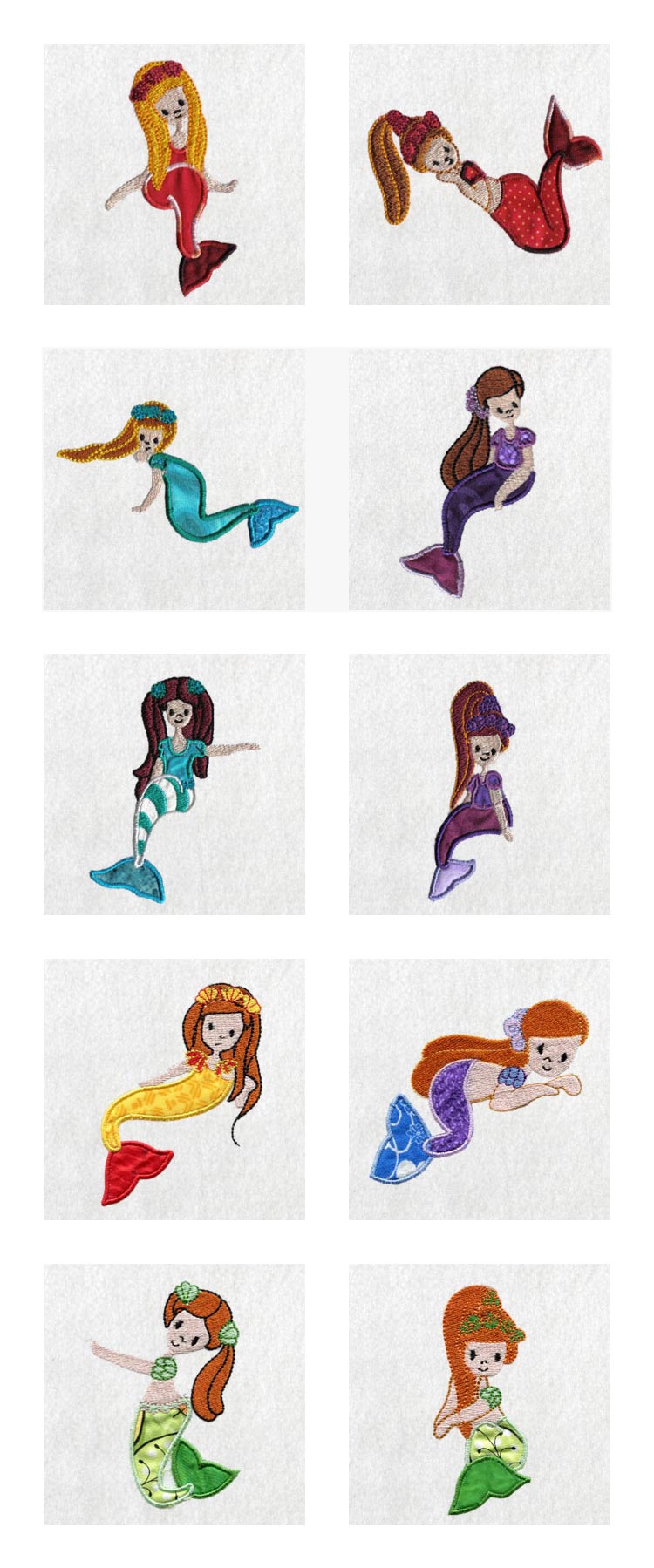 Applique Mermaids 2 Embroidery Machine Design Details