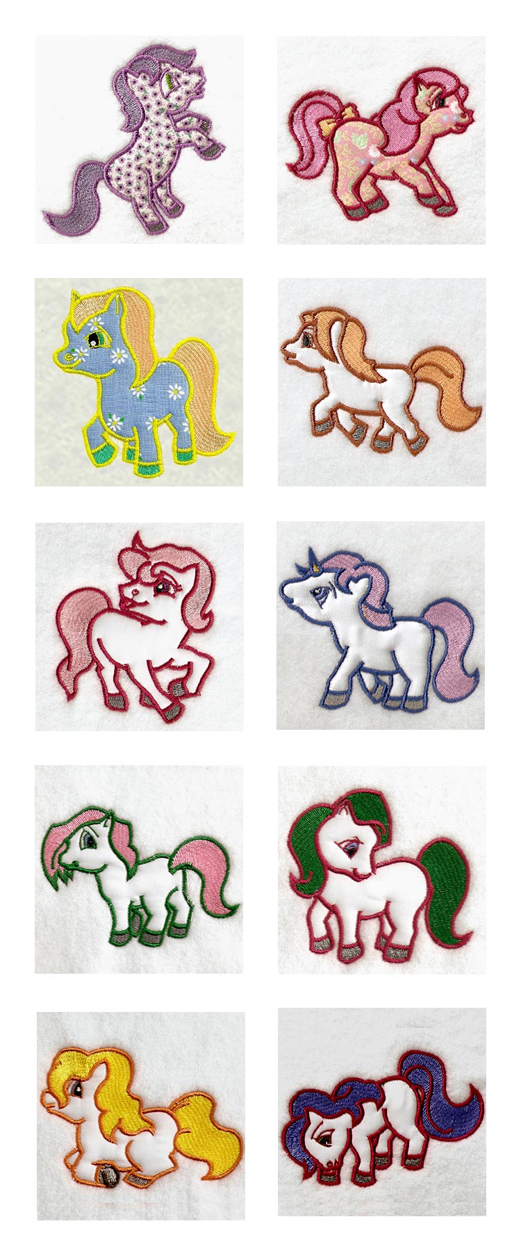 Applique Ponies Embroidery Machine Design Details