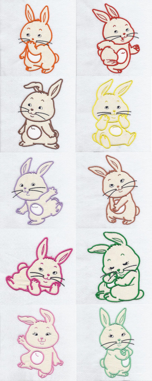 Applique Super Cute Bunnies Embroidery Machine Design Details