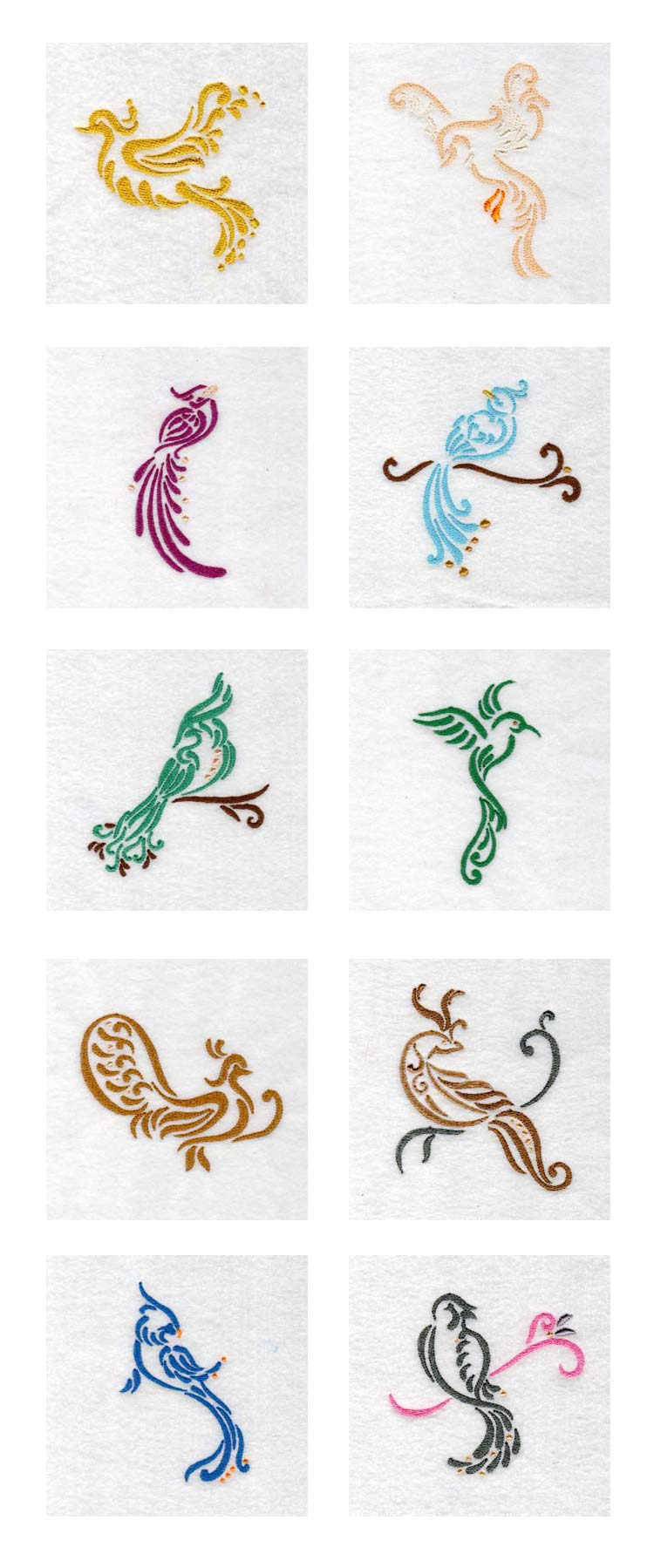 Art Deco Birds Embroidery Machine Design Details