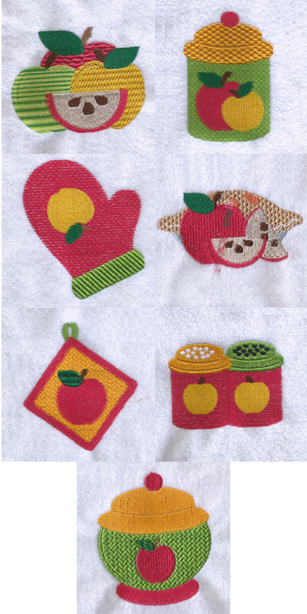 Autumn Apple Baking Embroidery Machine Design Details