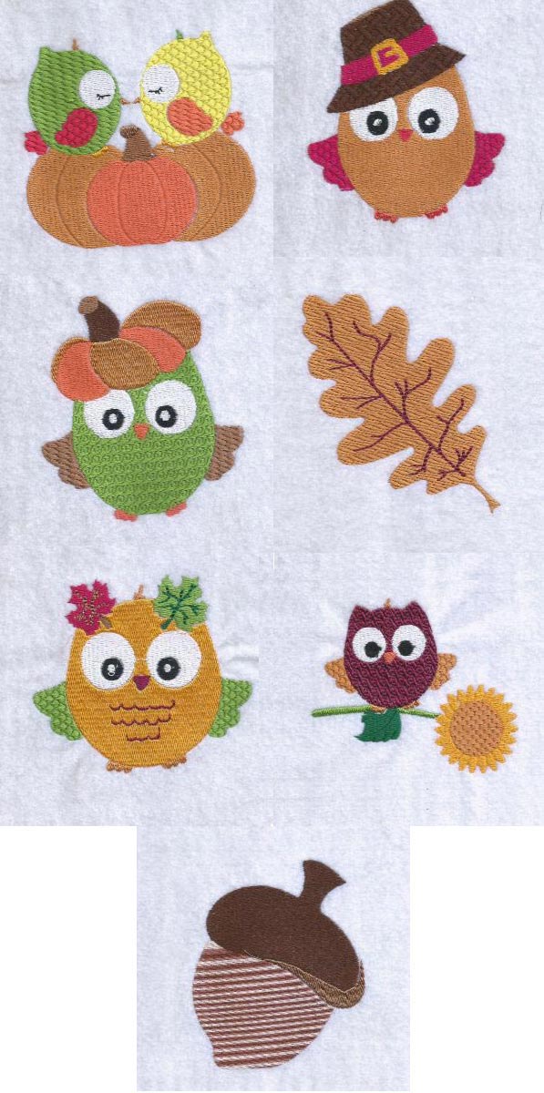 Autumn Owls Embroidery Machine Design Details