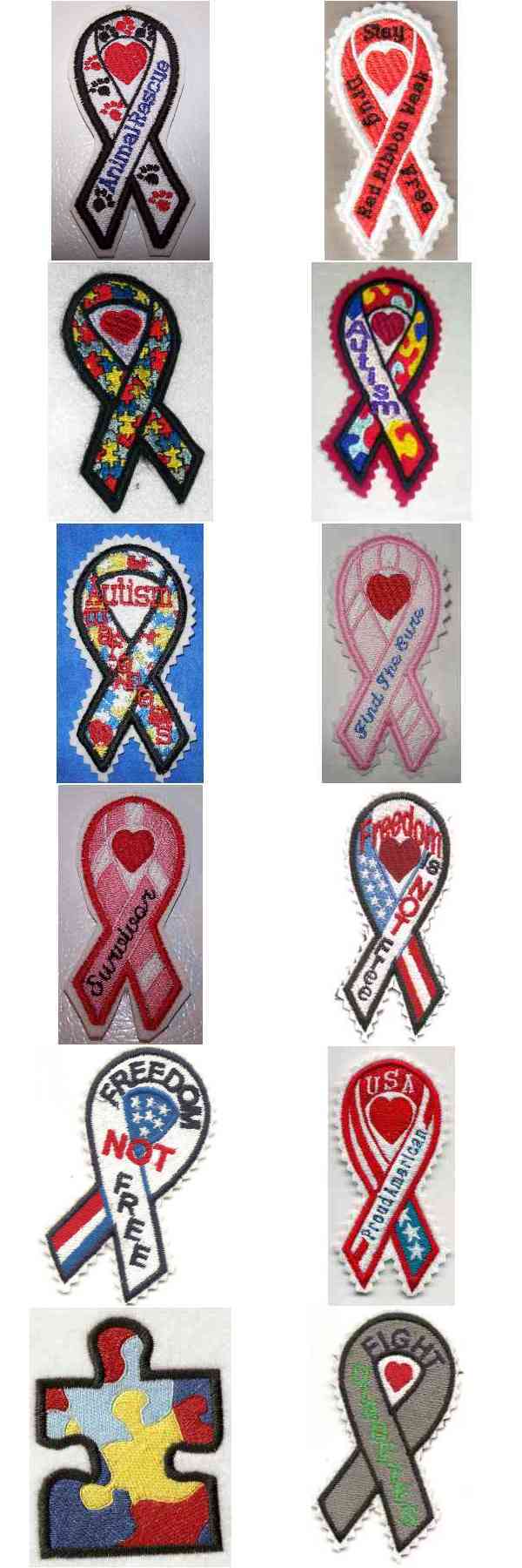 Awareness Ribbons Embroidery Machine Design Details