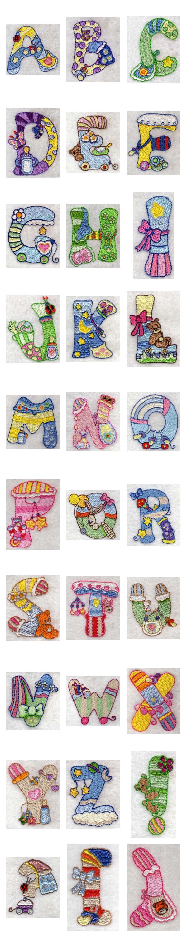 Baby Alphabet Embroidery Machine Design Details