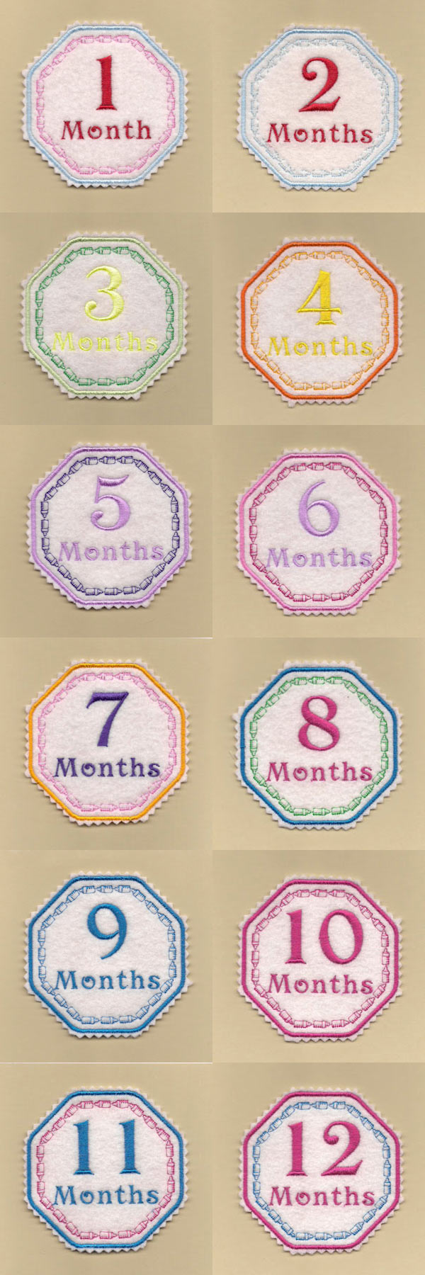 Baby Milestone Months Embroidery Machine Design Details