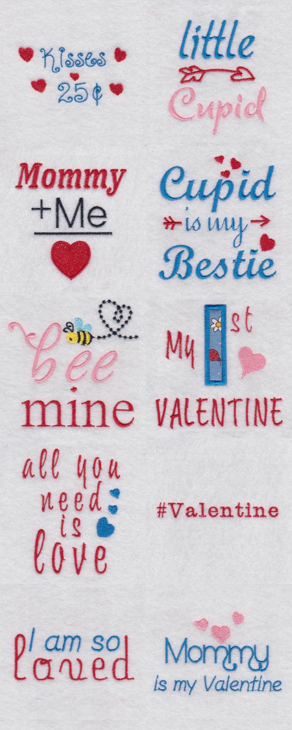 Baby Says Valentine Embroidery Machine Design Details