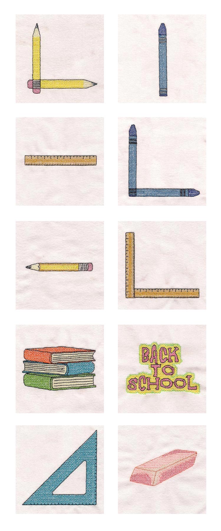 Back to School Cross Stitch Embroidery Machine Design Details