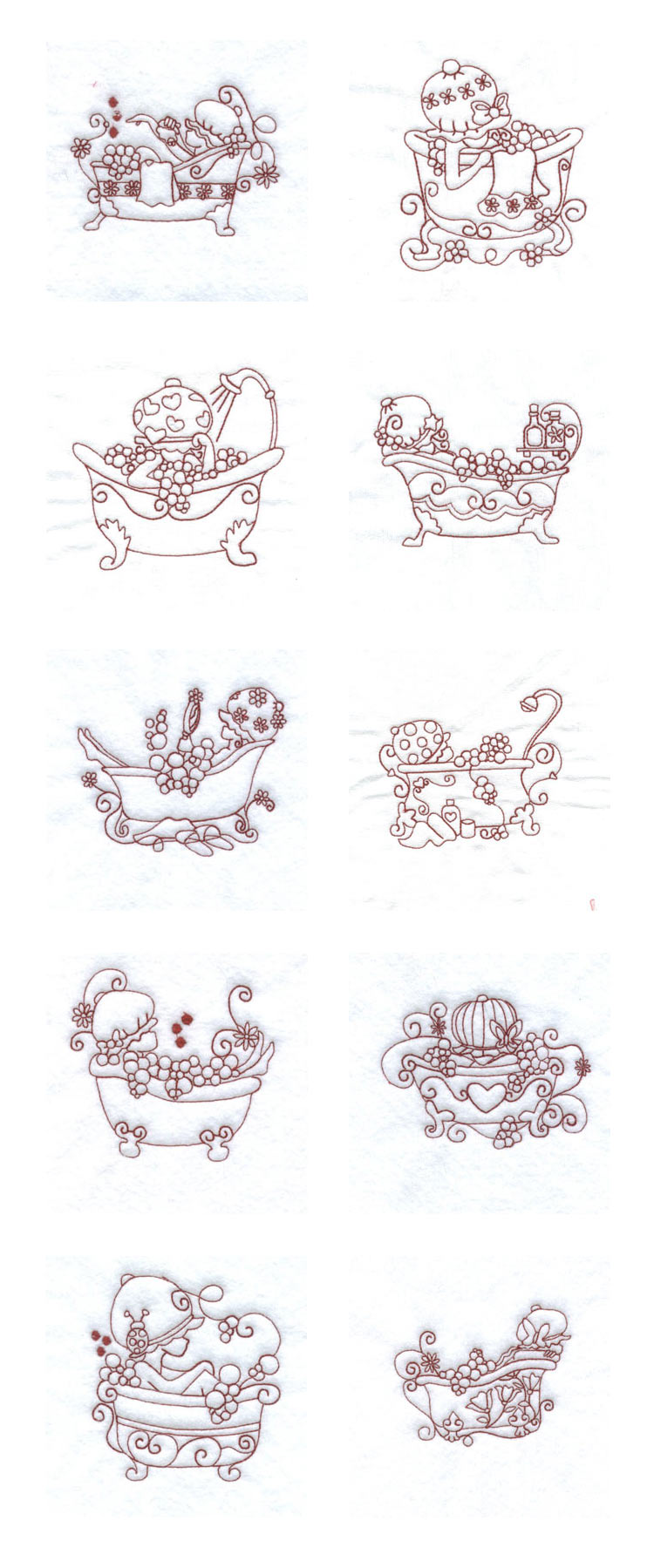 Bubble Bath Bonnets Embroidery Machine Design Details