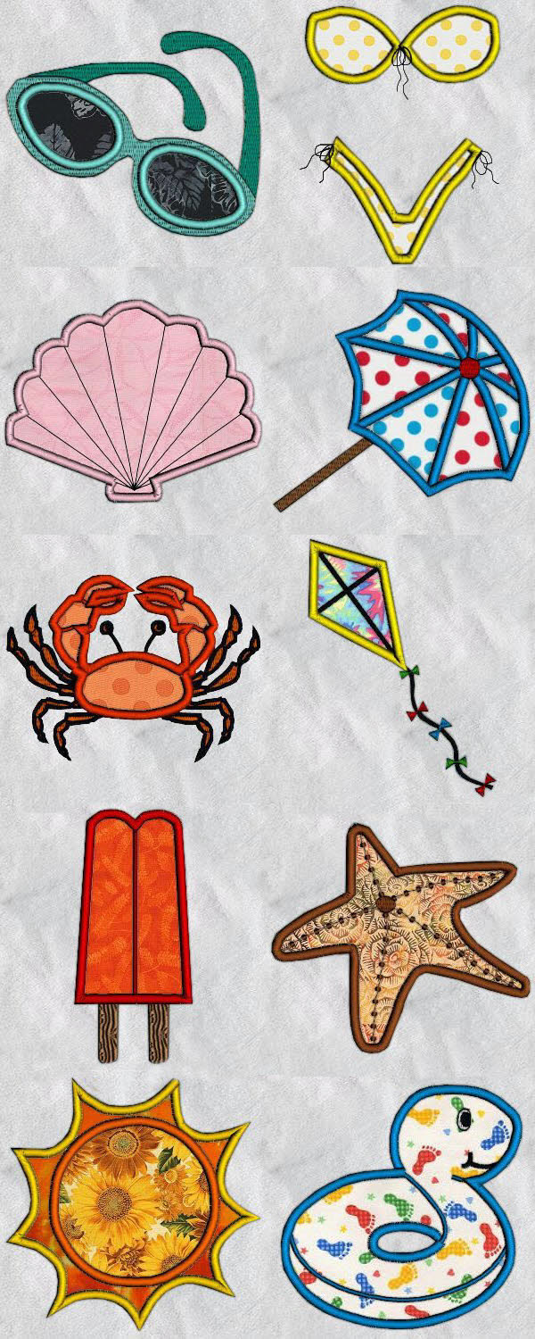 Beach Fun Embroidery Machine Design Details