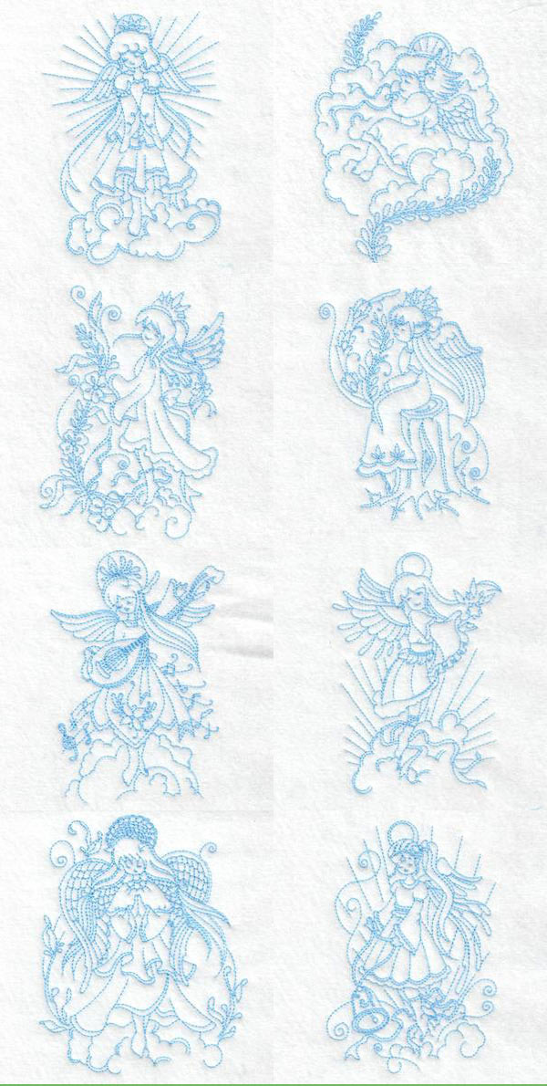 Beautiful Realistic Angels Embroidery Machine Design Details