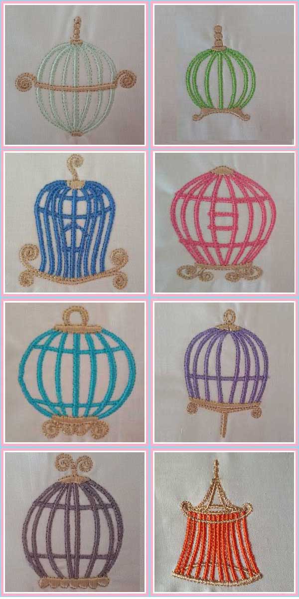 Birdcages Embroidery Machine Design Details