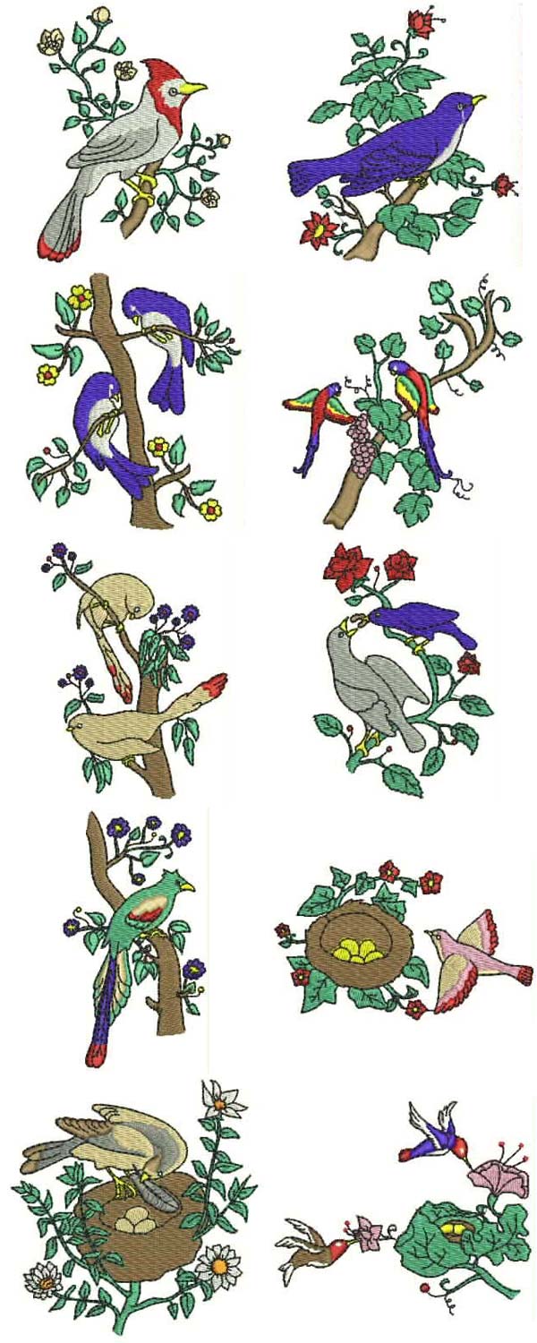 Birds and Flowers Embroidery Machine Design Details