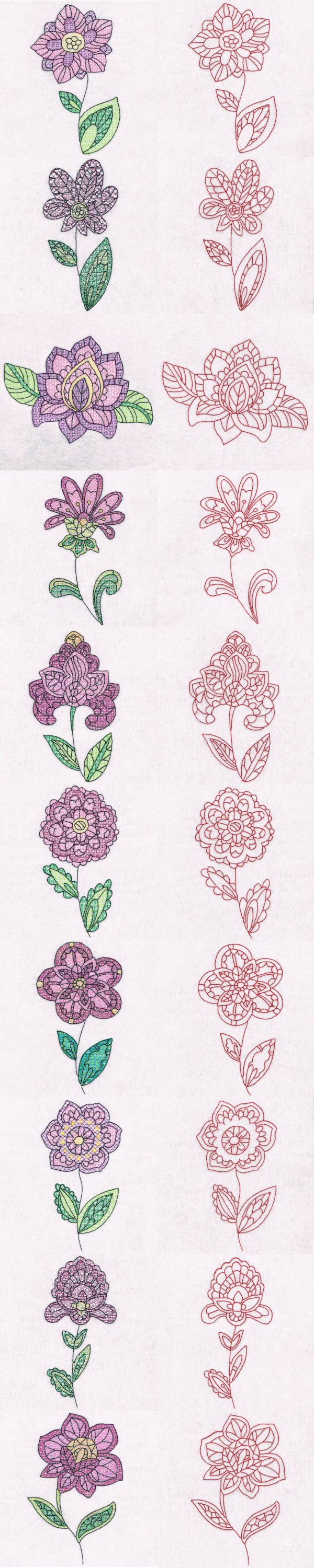 blackworkflowers machine embroidery contact sheet