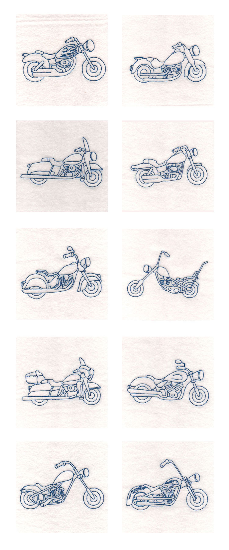 Bluework Bikes Embroidery Machine Design Details