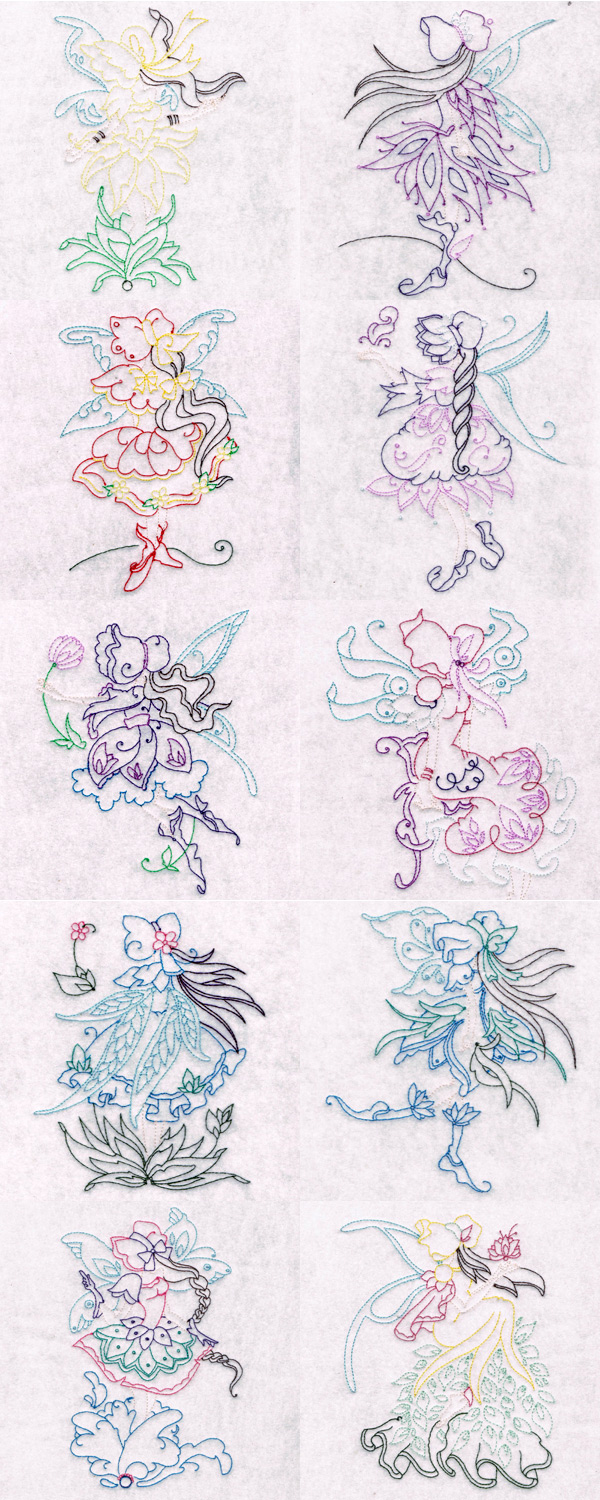 Bonnet Fairies Embroidery Machine Design Details