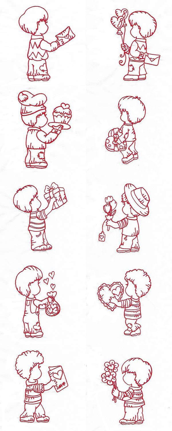 Boy Valentine Embroidery Machine Design Details