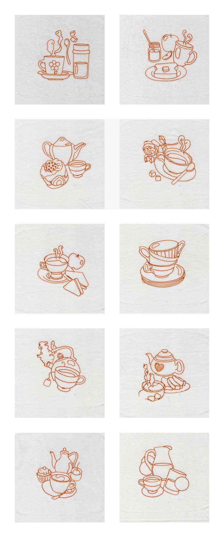 Break Time Redwork Embroidery Machine Design Details