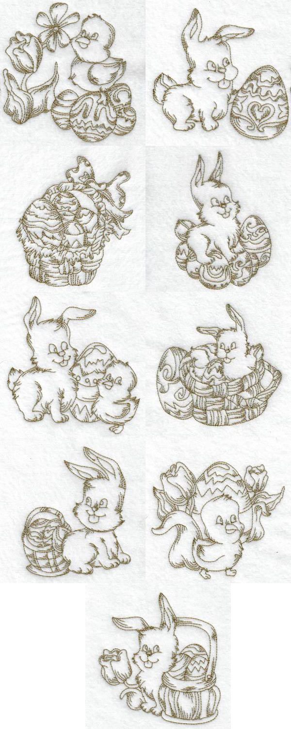 Bunnies and Chicks Embroidery Machine Design Details