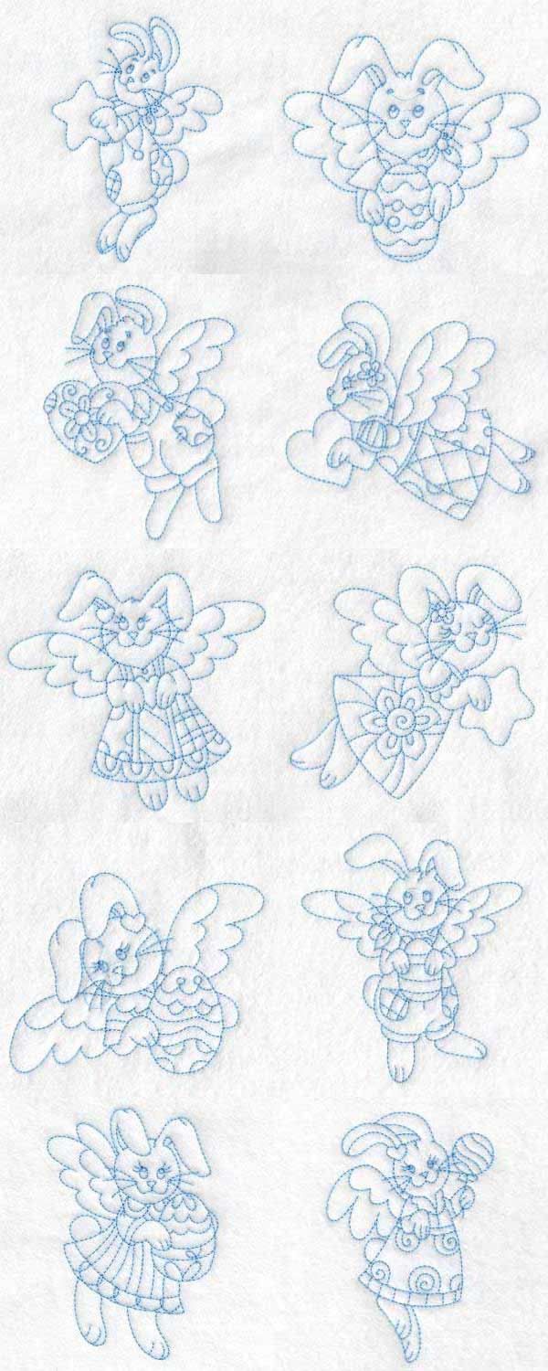 Bunny Angels Embroidery Machine Design Details
