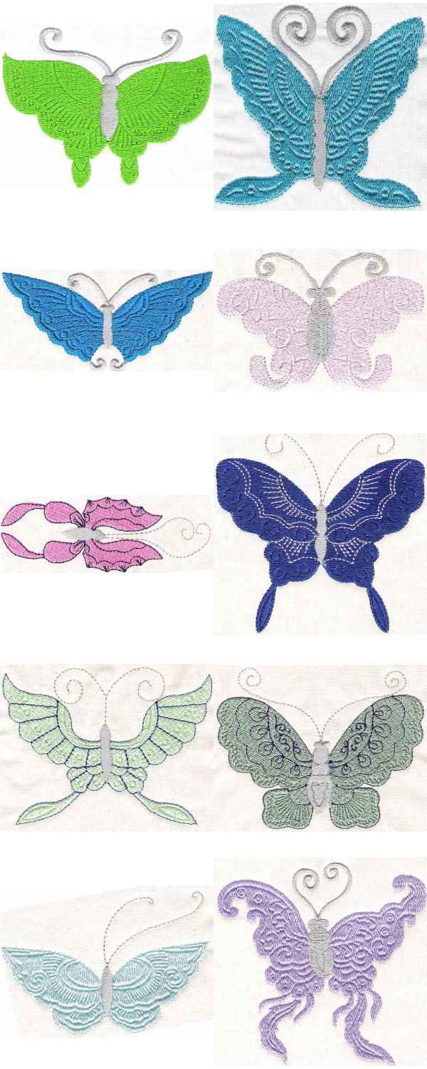 Borderless Butterflies 2 Embroidery Machine Design Details