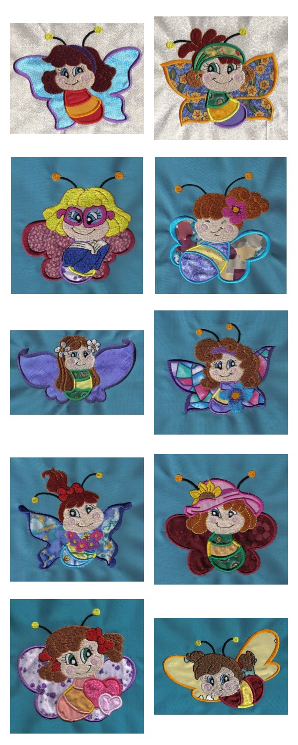 Applique Butterfly Faces Embroidery Machine Design Details