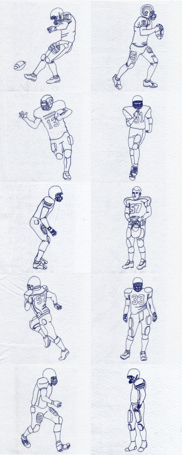Bluework American Football Embroidery Machine Design Details