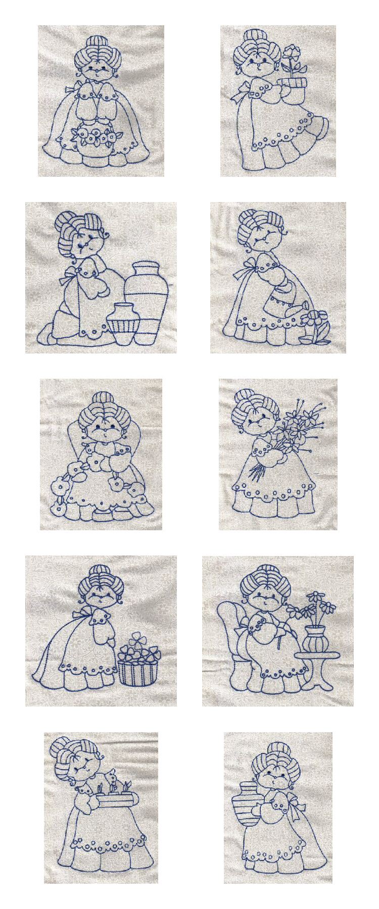 Line Art Grannies Embroidery Machine Design Details
