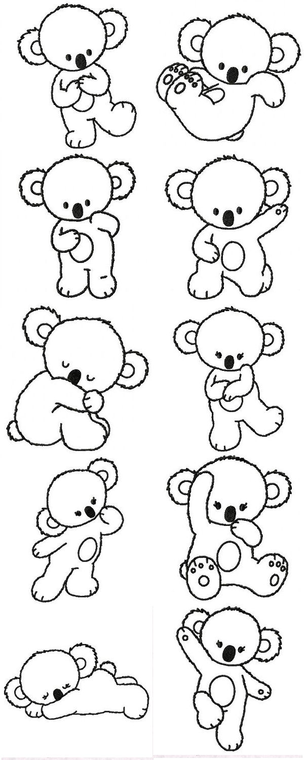 Blackwork Koalas Embroidery Machine Design Details