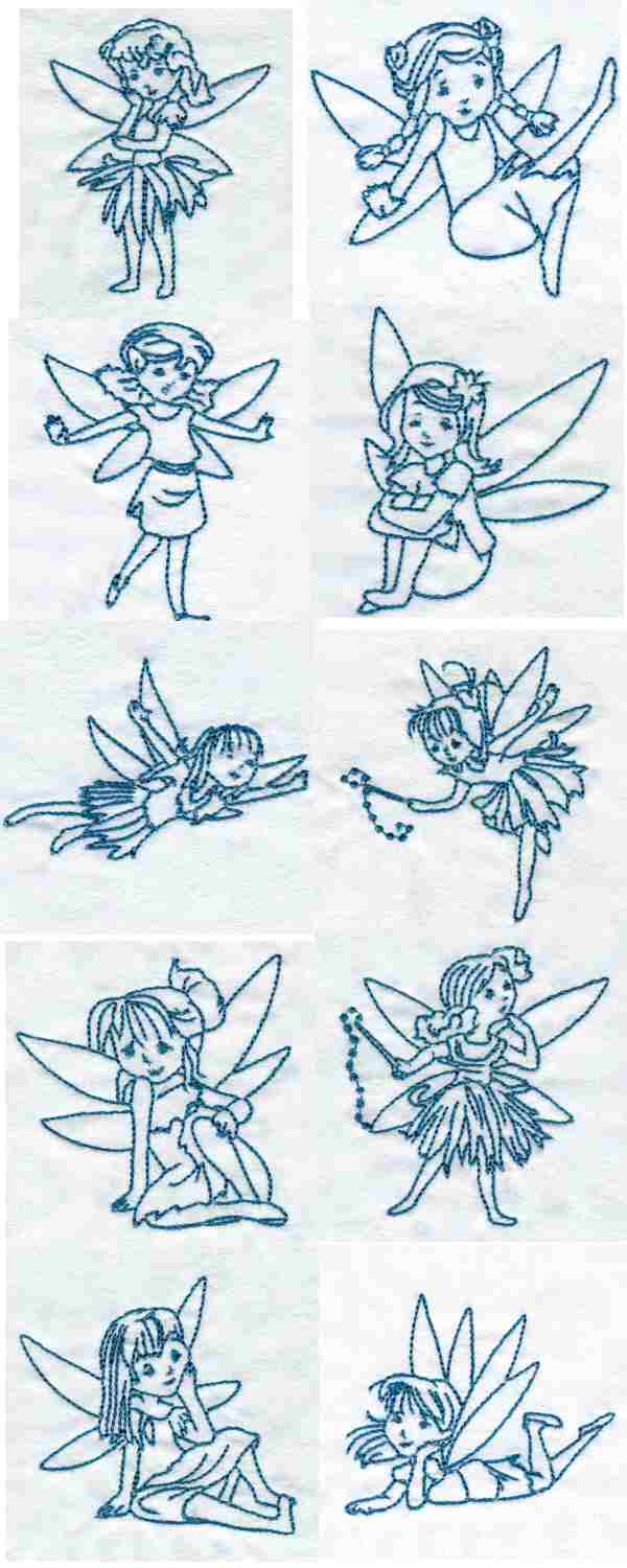 Bluework Sweet Fairies Embroidery Machine Design Details