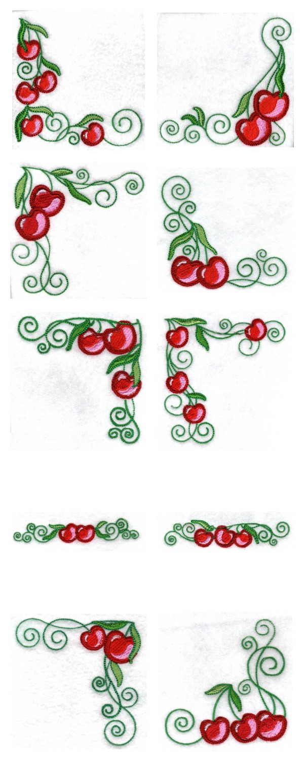 Cherry Flowers Embroidery Machine Design Details
