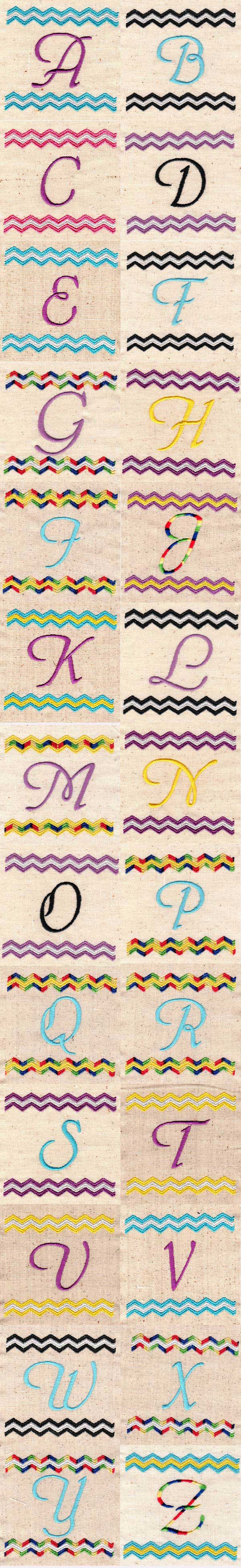 Chevron Monogram Embroidery Machine Design Details