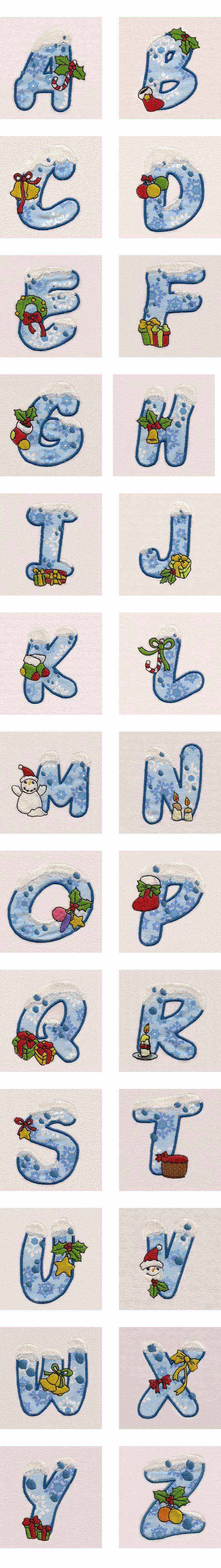 Christmas Applique Alphabet Embroidery Machine Design Details