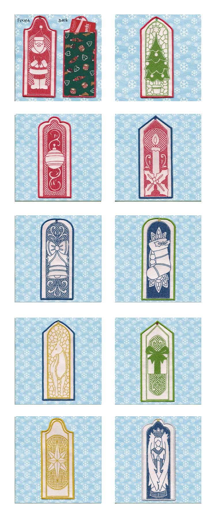 ITH Christmas Bookmarks and Gift Card Holders Embroidery Machine Design Details