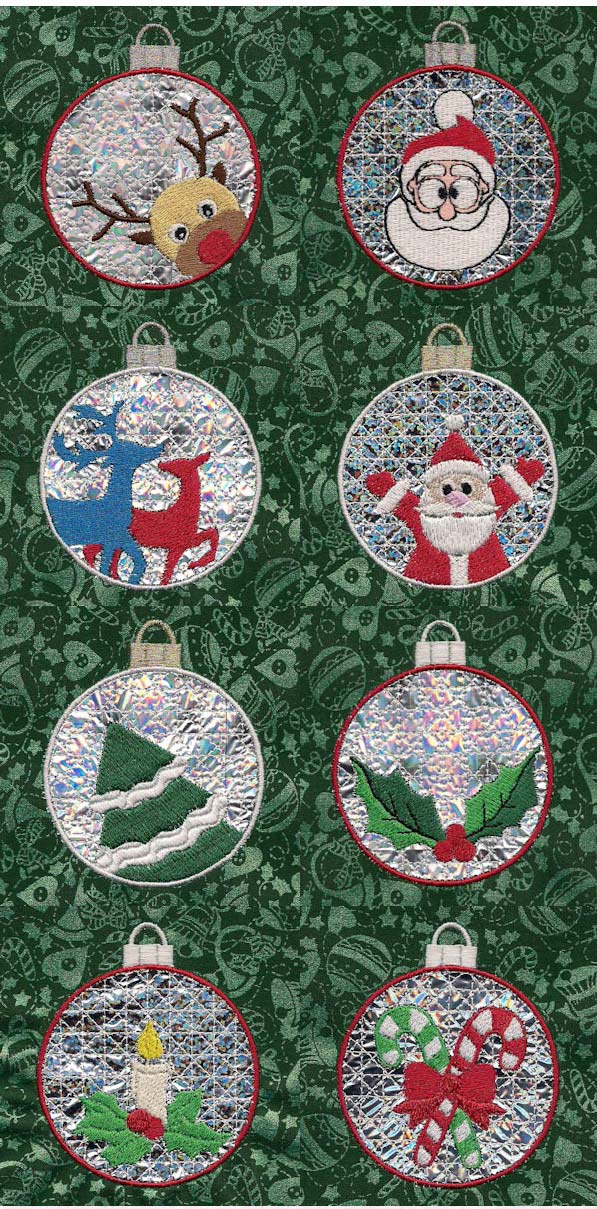 Christmas Mylar Ornaments Embroidery Machine Design Details