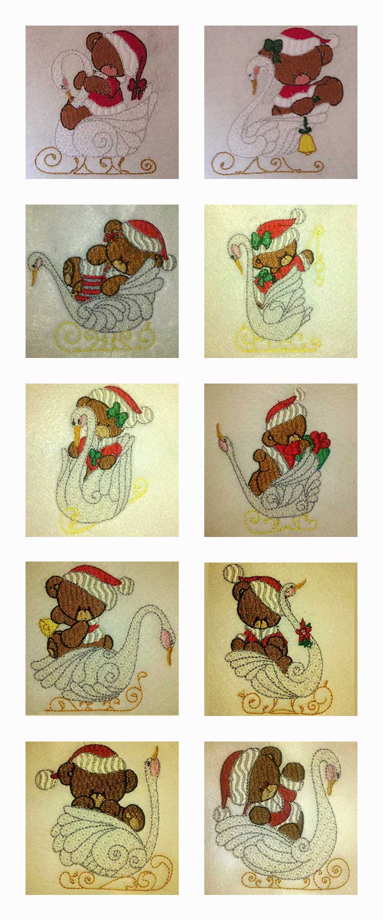 Christmas Swan and Bears Embroidery Machine Design Details