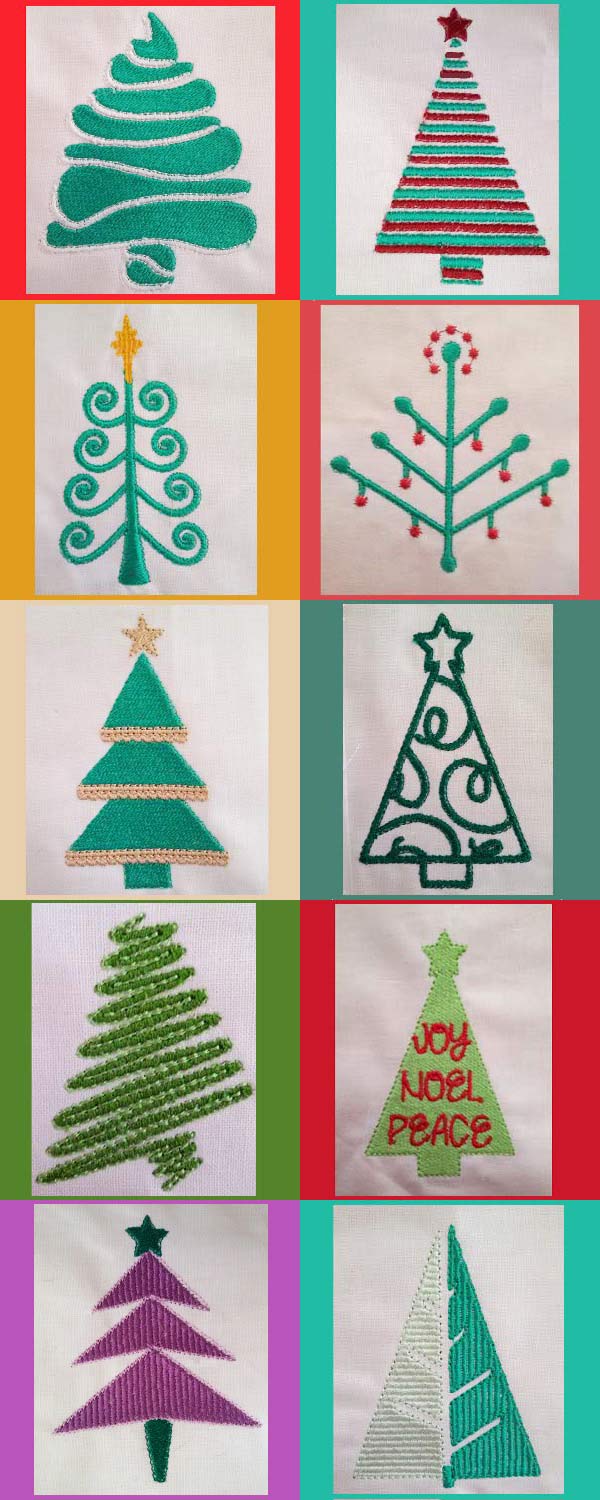 Christmas Trees Embroidery Machine Design Details