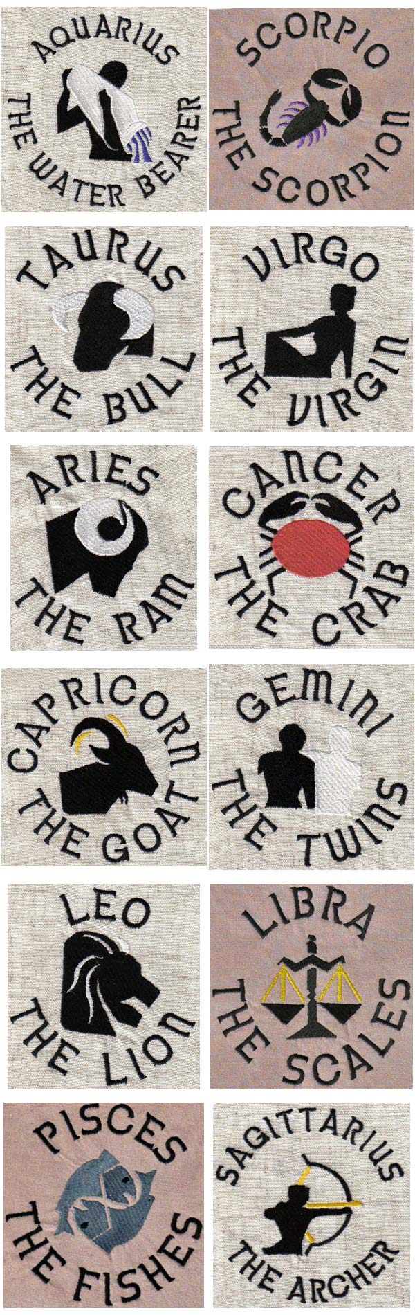 Cindys Zodiac Embroidery Machine Design Details